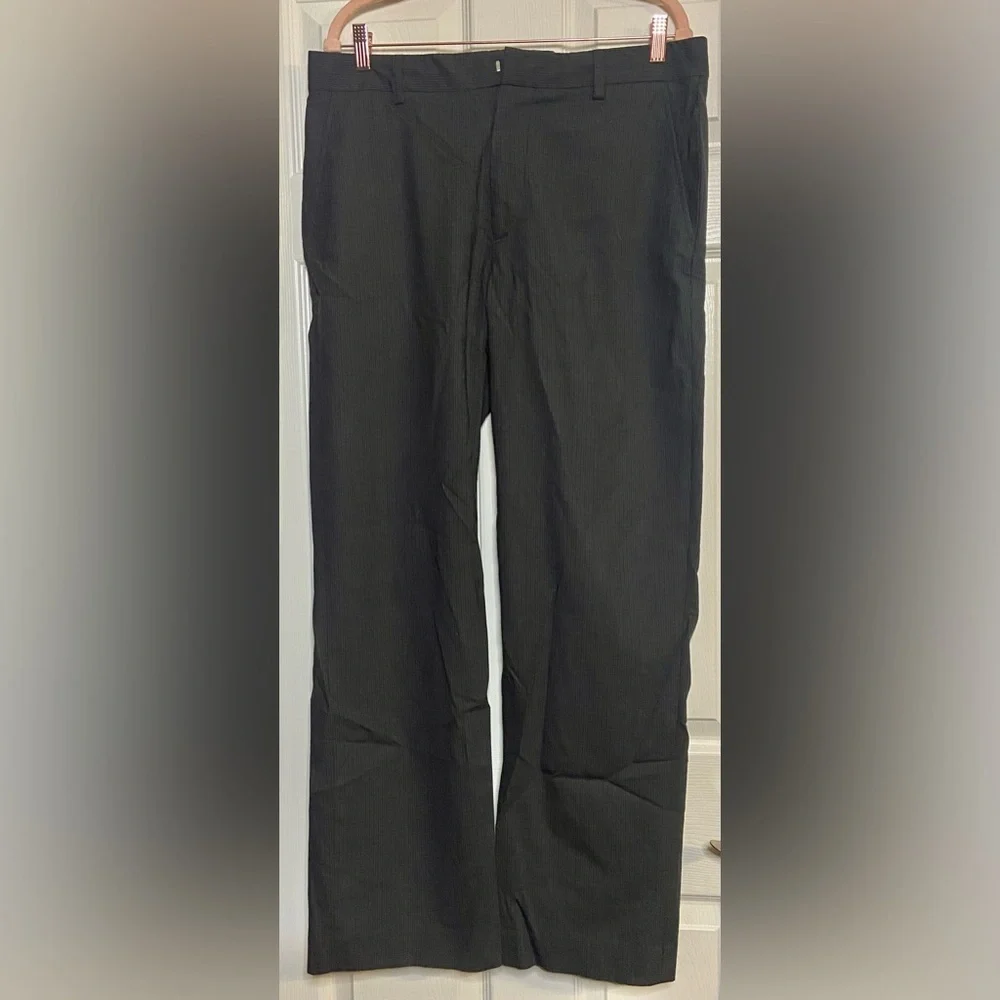EUC Mens Banana Republic straight fit dress pants black wool blend size 35X32
